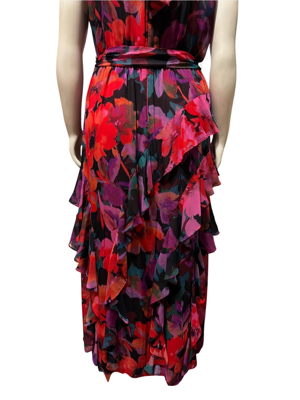 NWTAlex Marie Sz 16P Plus Nina Halter Maxi Dress Floral Tiered Ruffle Sleeveless - Picture 8 of 13